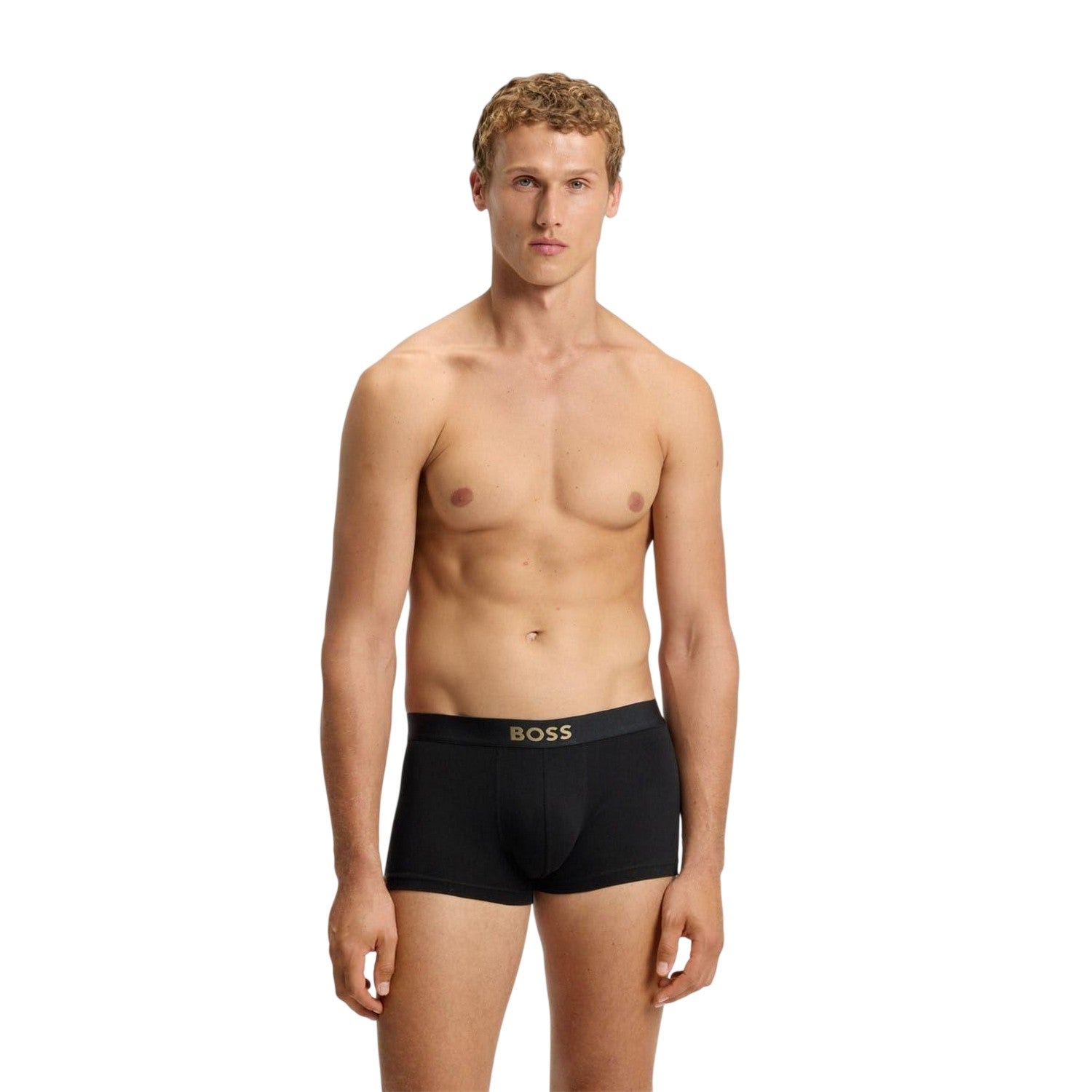 Black-Navy-Grey - Back - Boss Mens Logo Boxer Briefs (Pack of 3)