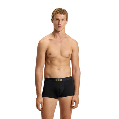 Black-Navy-Grey - Back - Boss Mens Logo Boxer Briefs (Pack of 3)