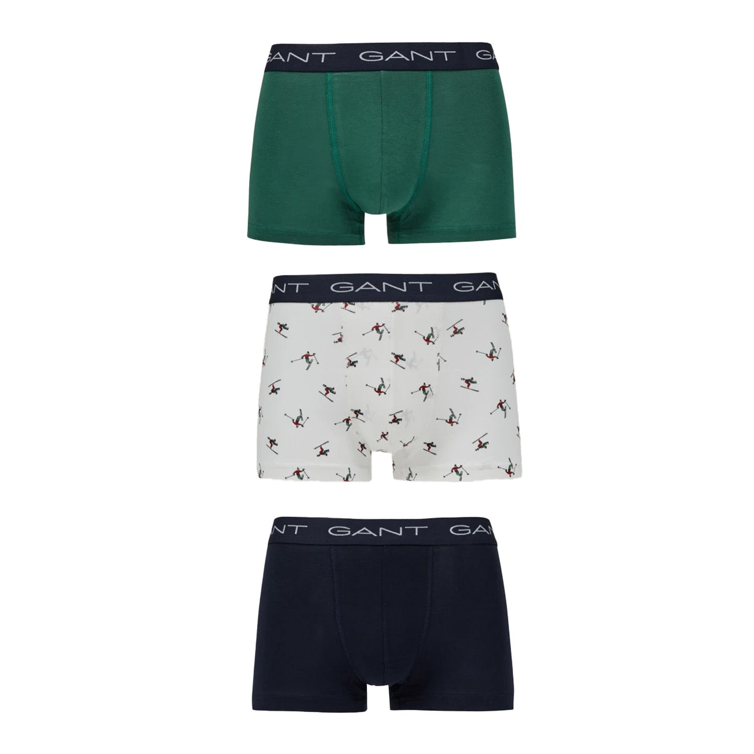 White-Green-Black - Back - Gant Mens Logo Boxer Shorts (Pack of 3)