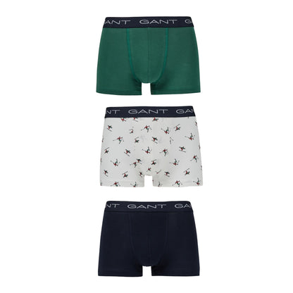 White-Green-Black - Back - Gant Mens Logo Boxer Shorts (Pack of 3)