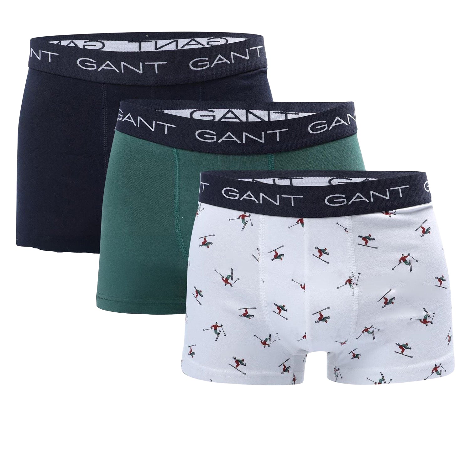 White-Green-Black - Front - Gant Mens Logo Boxer Shorts (Pack of 3)
