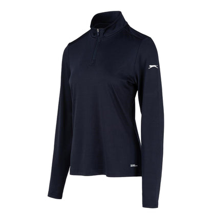 Navy - Side - Slazenger Womens-Ladies Logo Half Zip Top