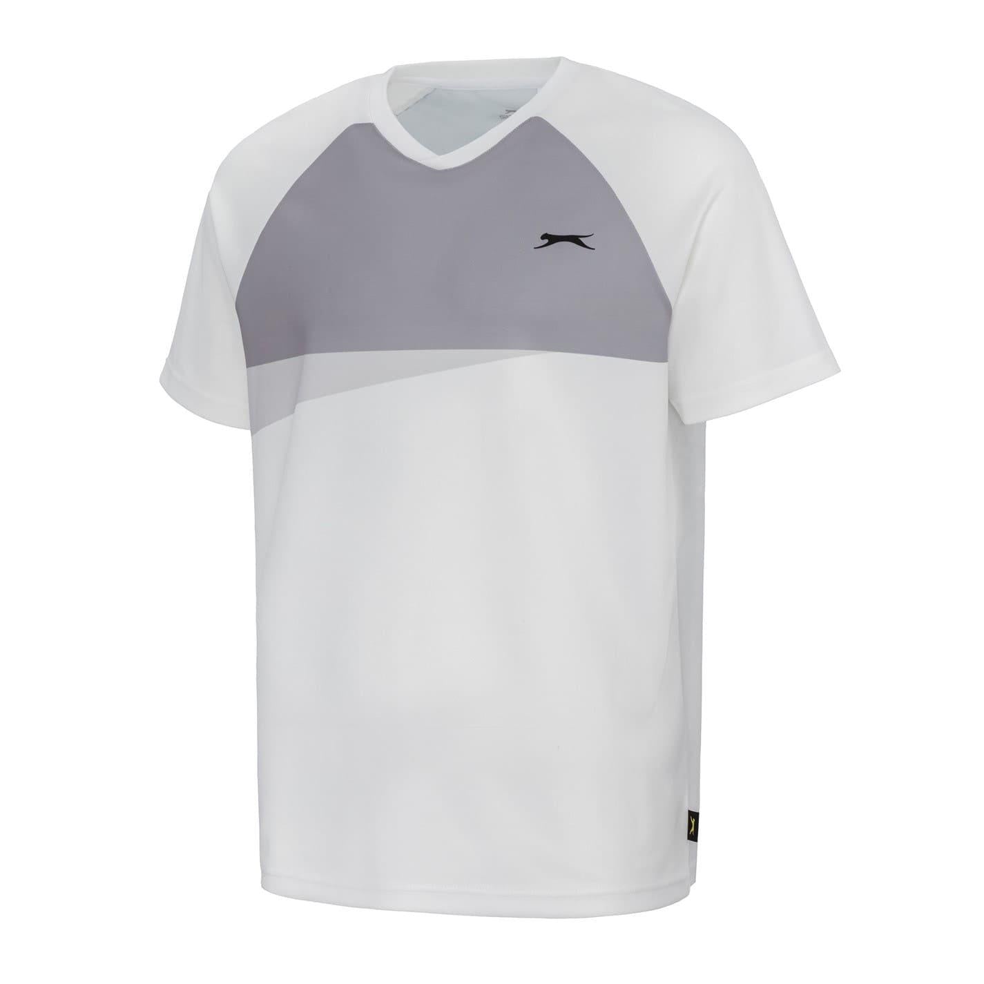 White-Grey - Side - Slazenger Mens Colour Block Logo Tennis T-Shirt