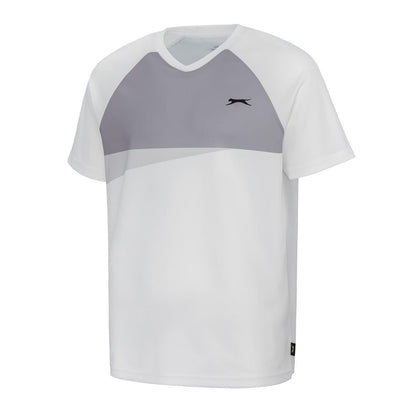 White-Grey - Side - Slazenger Mens Colour Block Logo Tennis T-Shirt