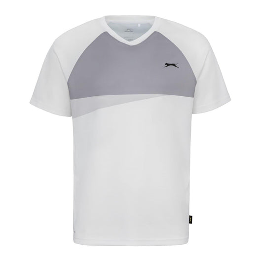 White-Grey - Front - Slazenger Mens Colour Block Logo Tennis T-Shirt