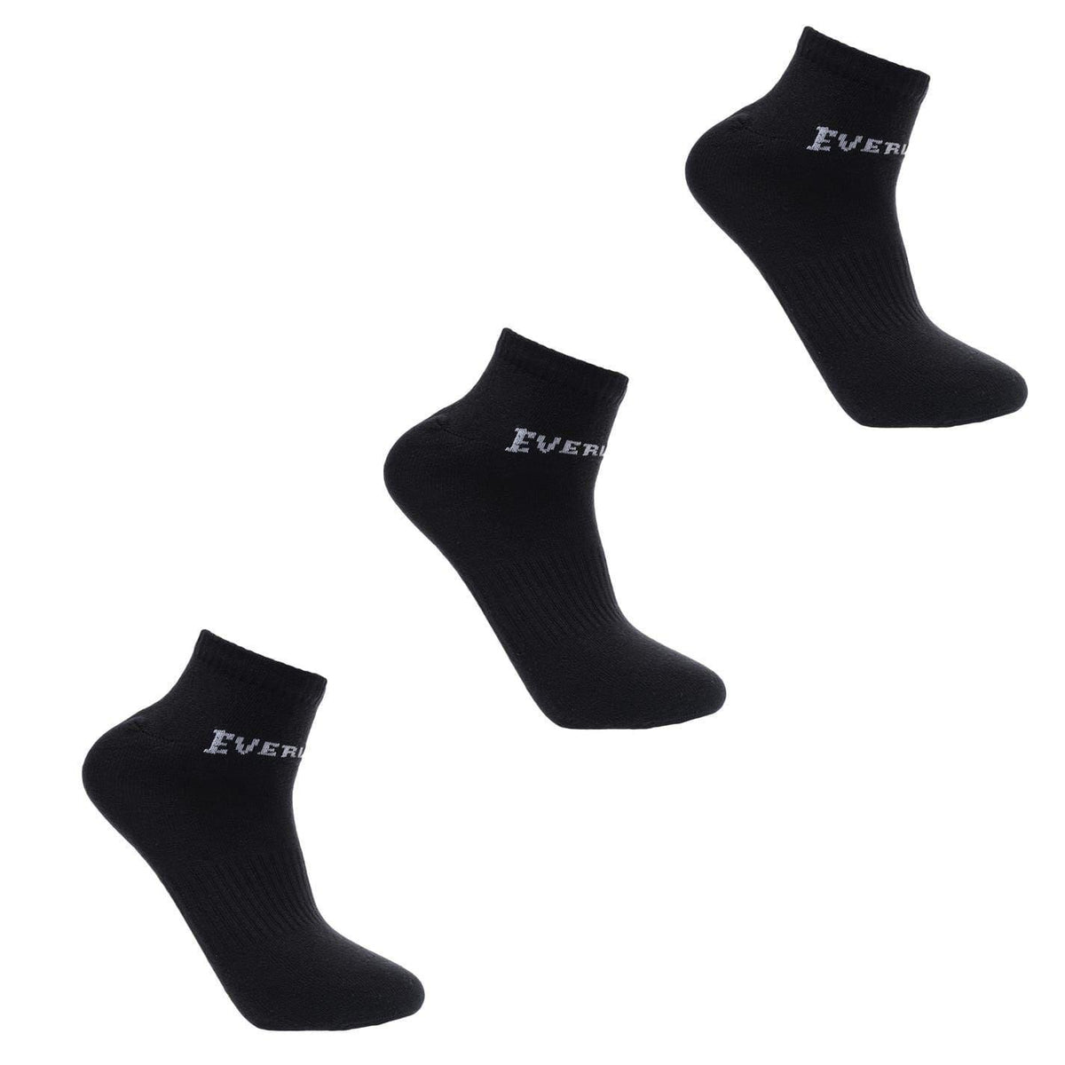 Black - Front - Everlast Mens Trainer Socks (Pack of 3)
