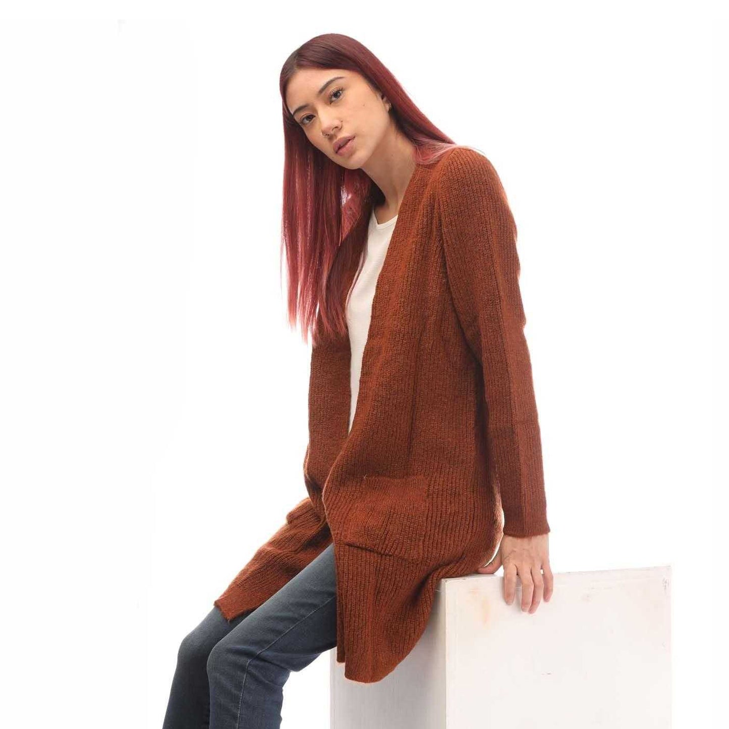 Brown - Lifestyle - Only Womens-Ladies Jade Open Cardigan