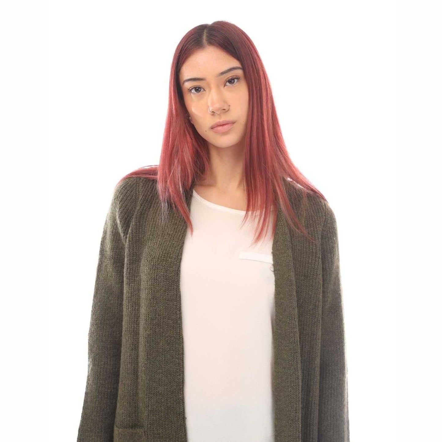 Khaki - Back - Only Womens-Ladies Jade Open Cardigan