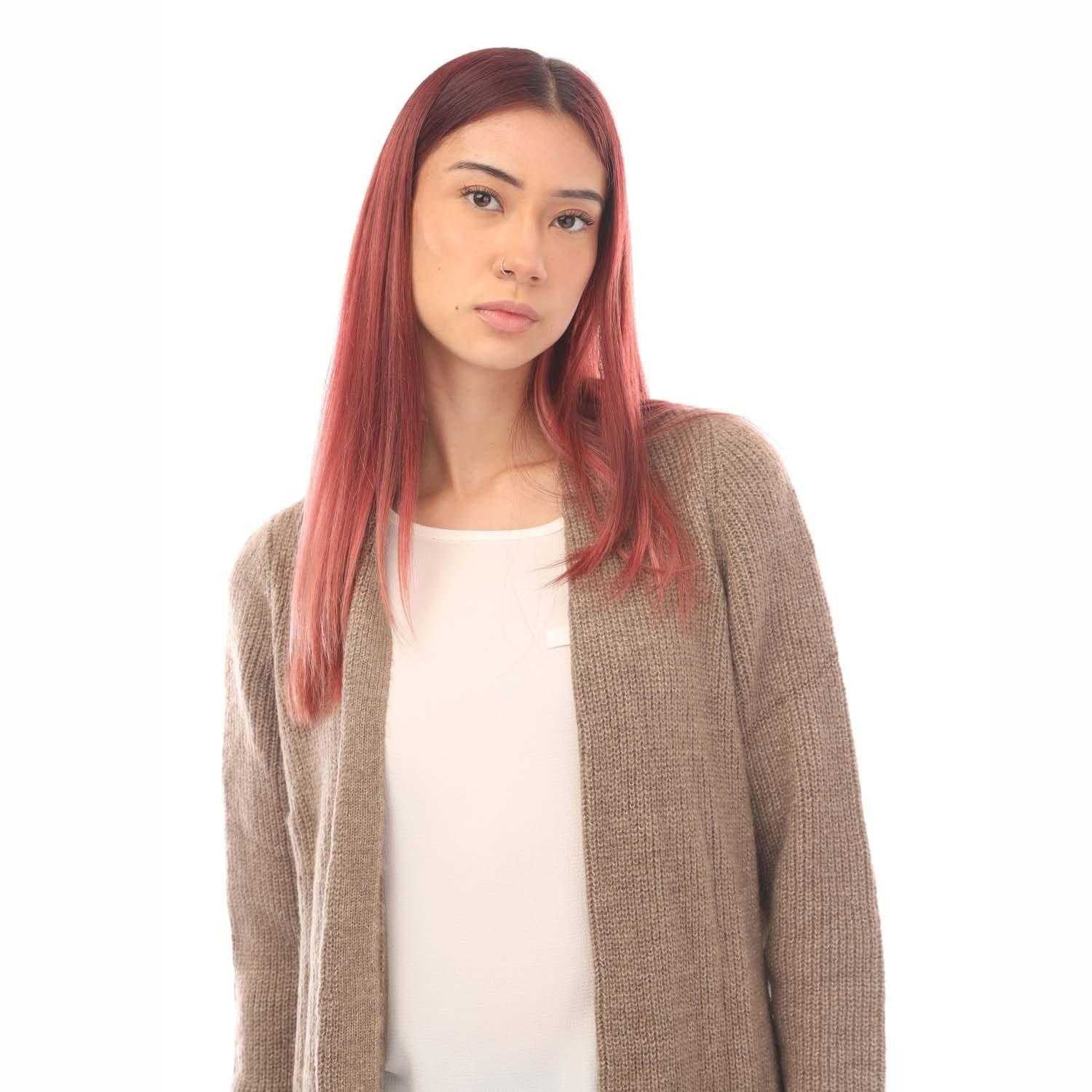 Taupe - Side - Only Womens-Ladies Jade Open Cardigan