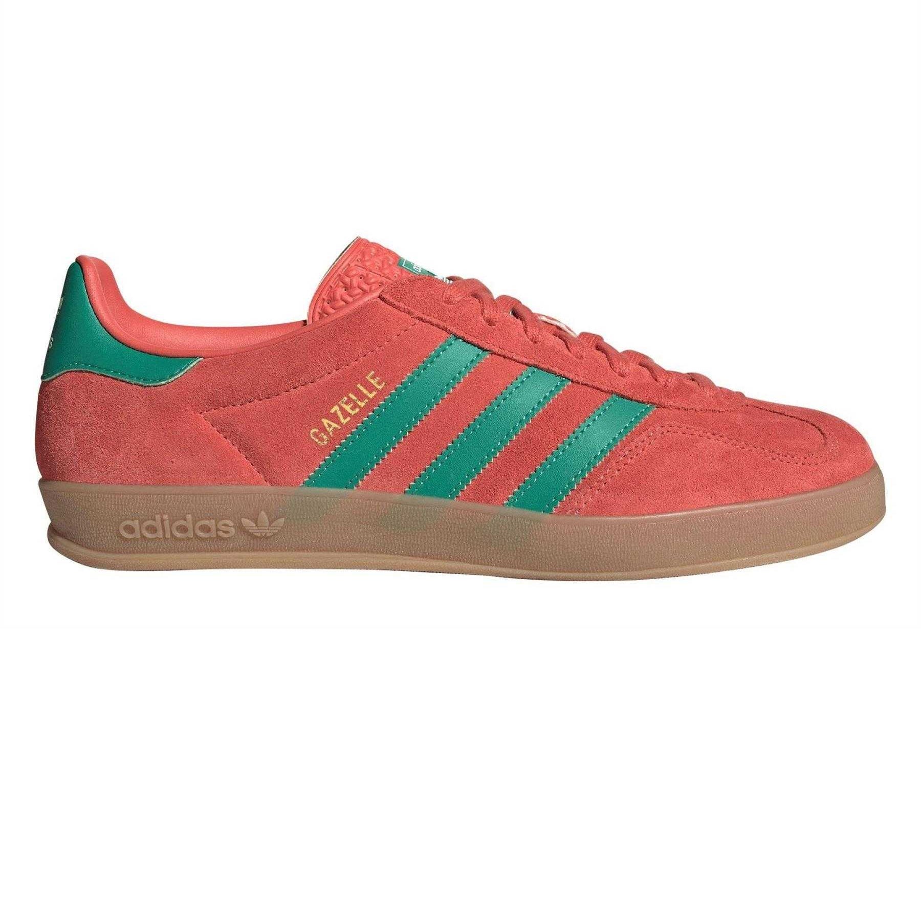 Scarlet - Front - Adidas Mens Gazelle Leather Trainers