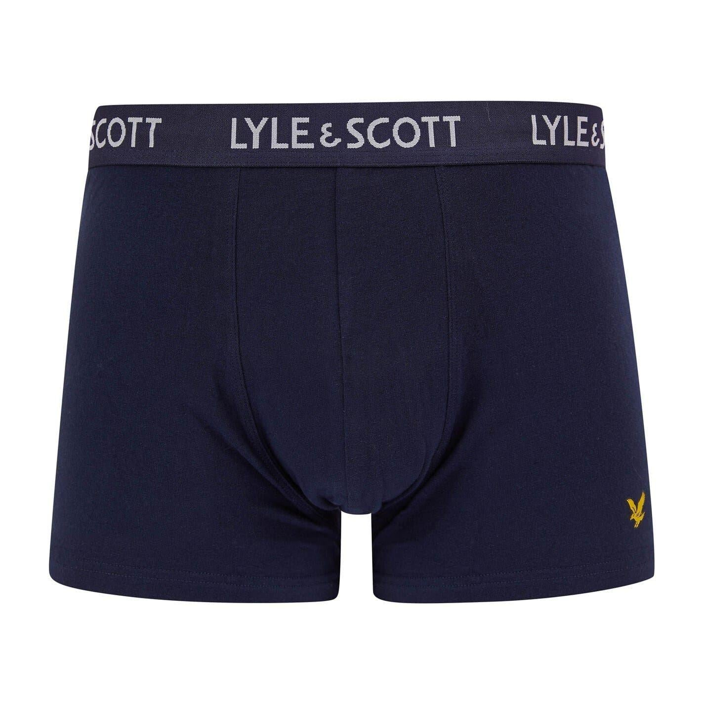 Black-Navy-Grey - Back - Lyle & Scott Mens Miller Regular Boxer Briefs (Pack of 5)