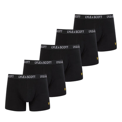 Black - Front - Lyle & Scott Mens Miller Regular Boxer Briefs (Pack of 5)
