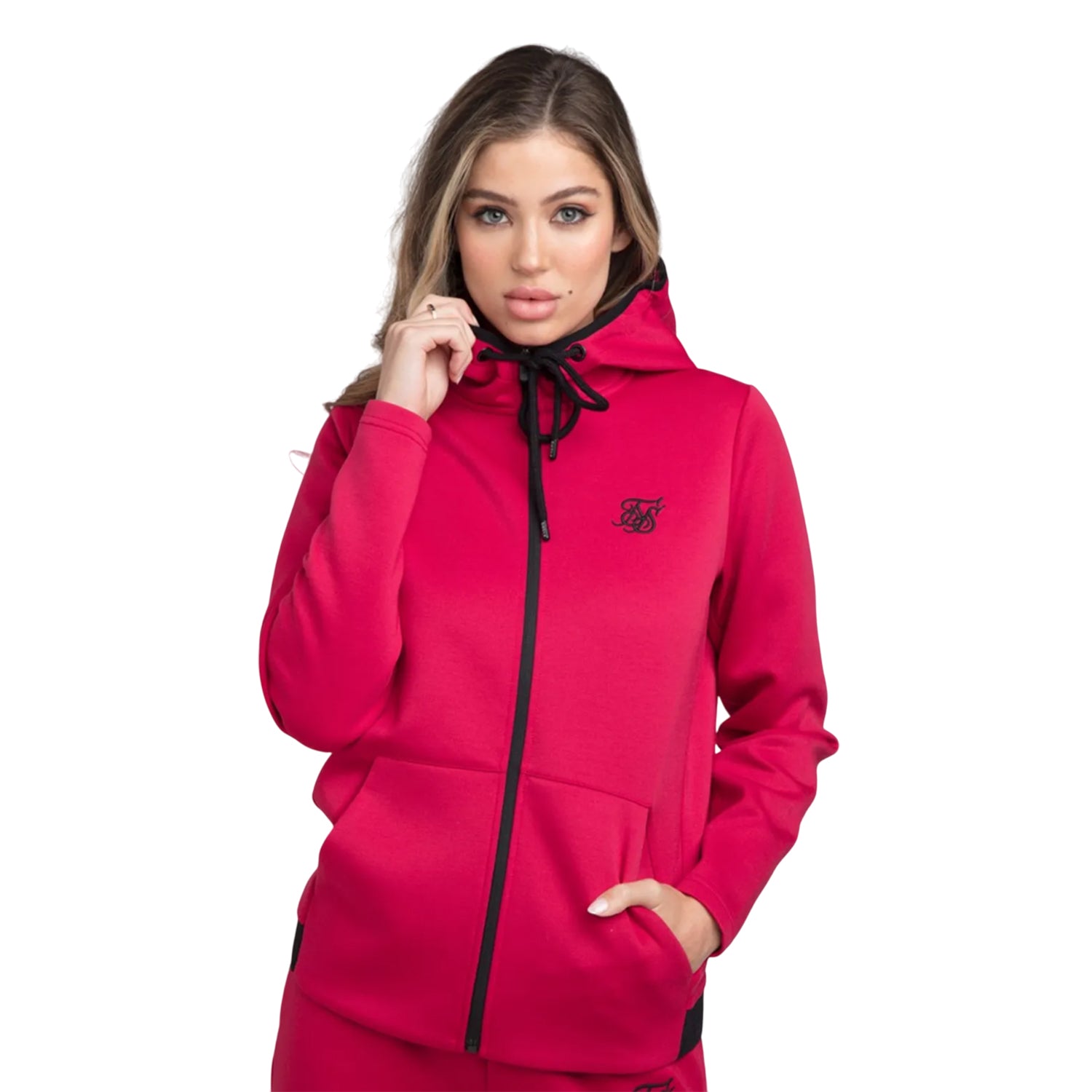 Pink - Front - SikSilk Womens-Ladies Exhibit Athlete Track Jacket