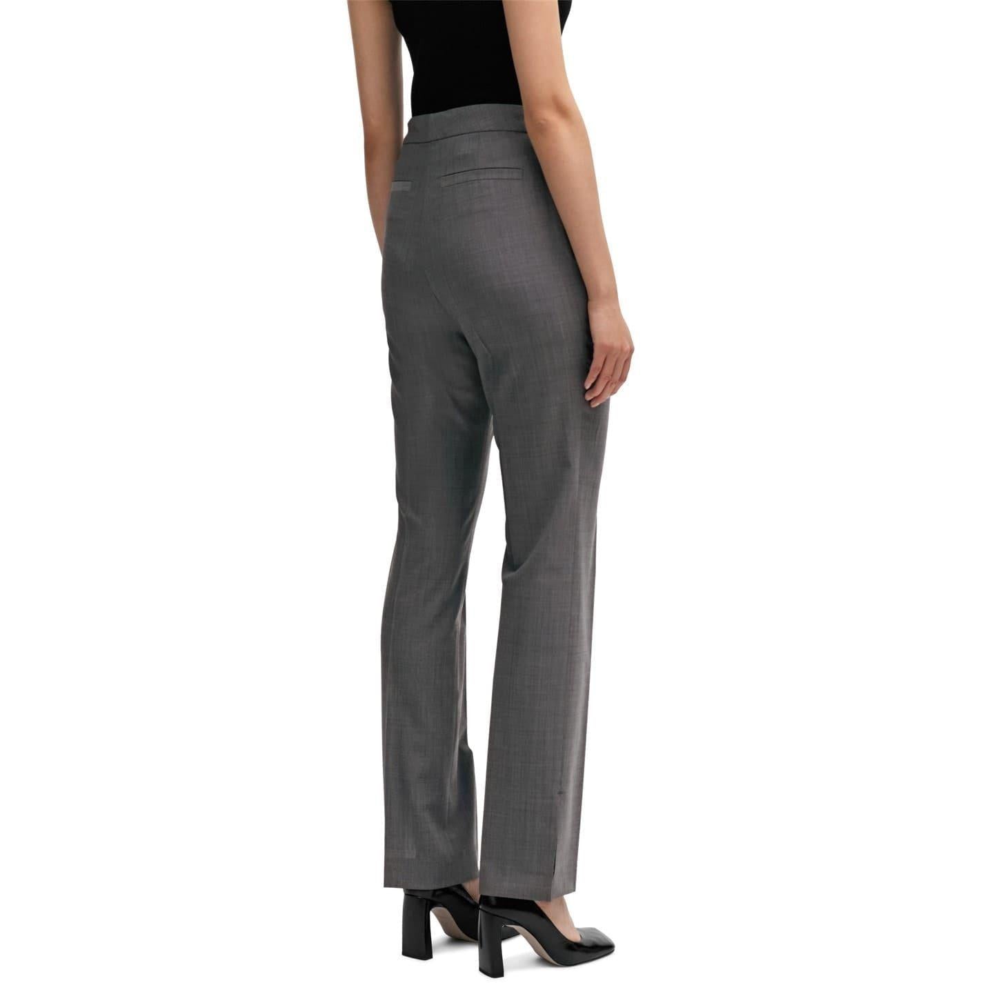 Grey - Back - Boss Womens-Ladies Straight Leg Slim Trousers