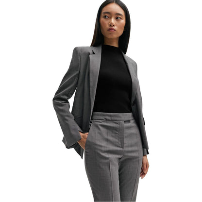 Grey - Side - Boss Womens-Ladies Straight Leg Slim Trousers