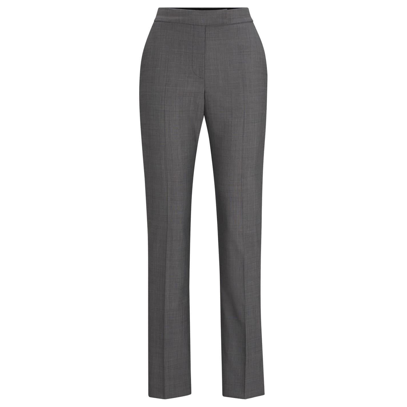 Grey - Front - Boss Womens-Ladies Straight Leg Slim Trousers