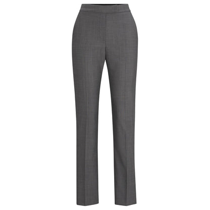 Grey - Front - Boss Womens-Ladies Straight Leg Slim Trousers