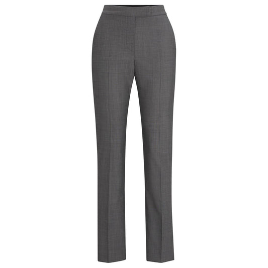 Grey - Front - Boss Womens-Ladies Straight Leg Slim Trousers