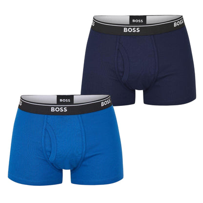 Navy Blue - Front - Boss Mens Logo Boxer Shorts (Pack of 2)