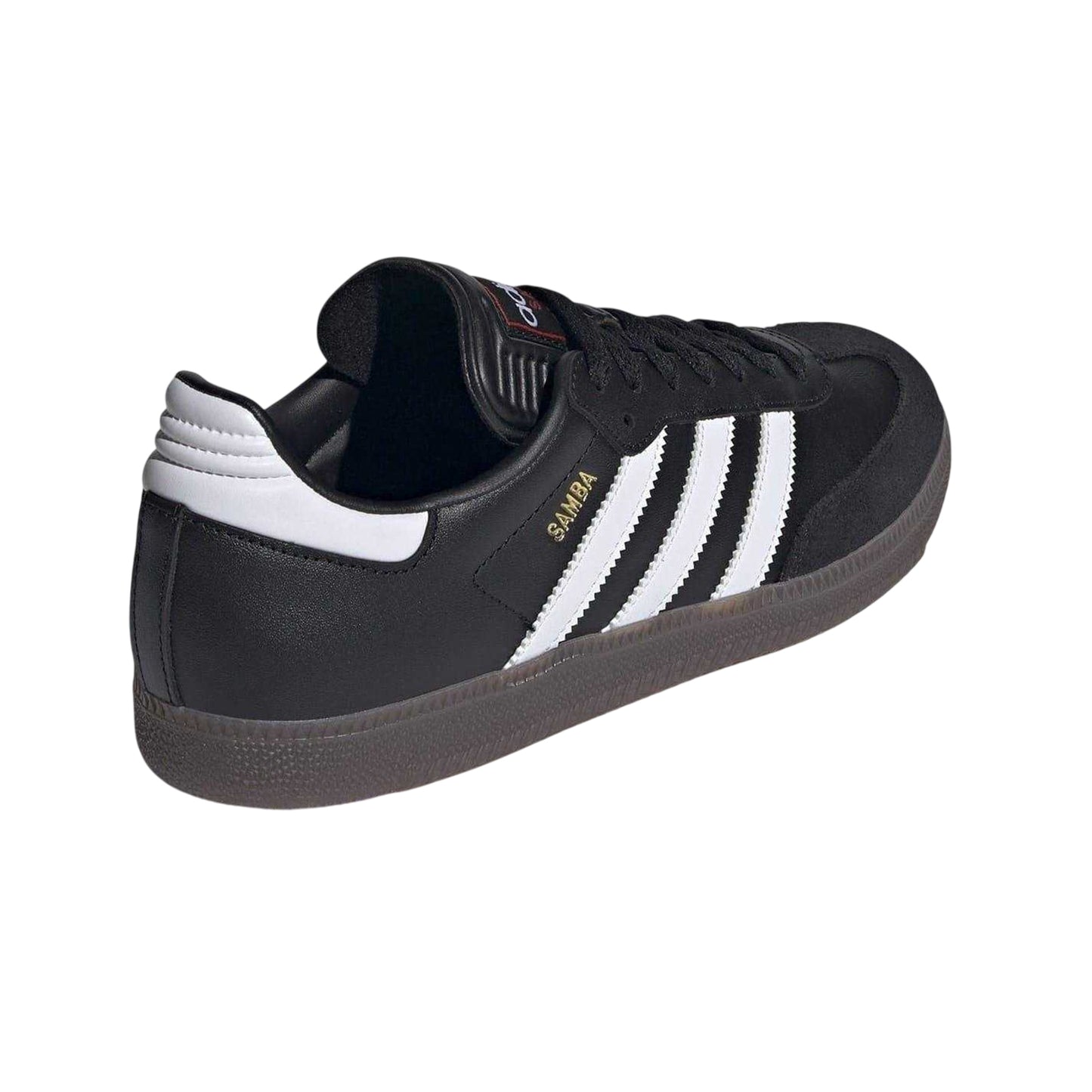 Black-White - Back - Adidas Mens Samba 3 Stripes Full Grain Leather Trainers