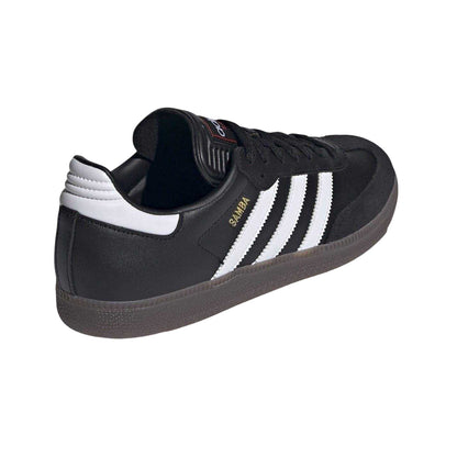 Black-White - Back - Adidas Mens Samba 3 Stripes Full Grain Leather Trainers