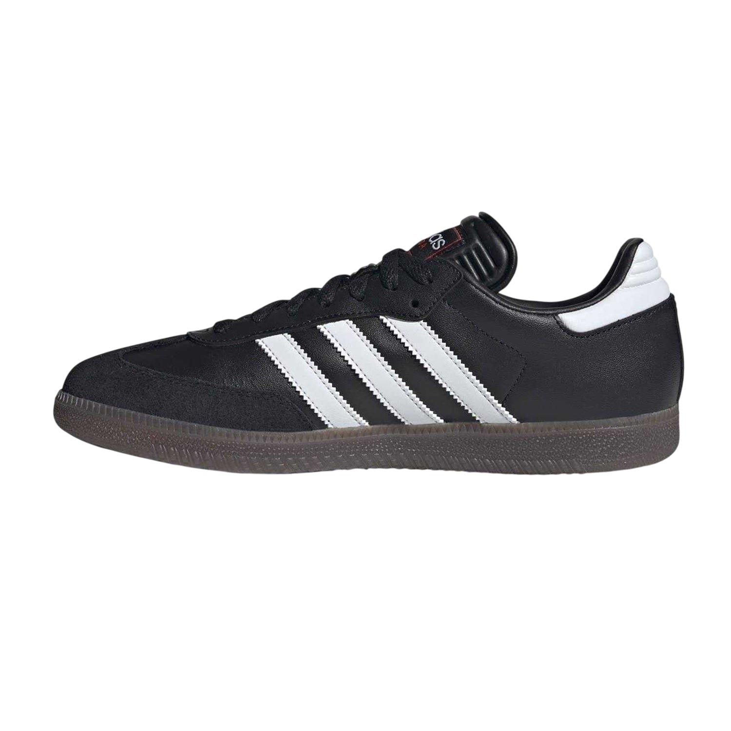 Black-White - Side - Adidas Mens Samba 3 Stripes Full Grain Leather Trainers