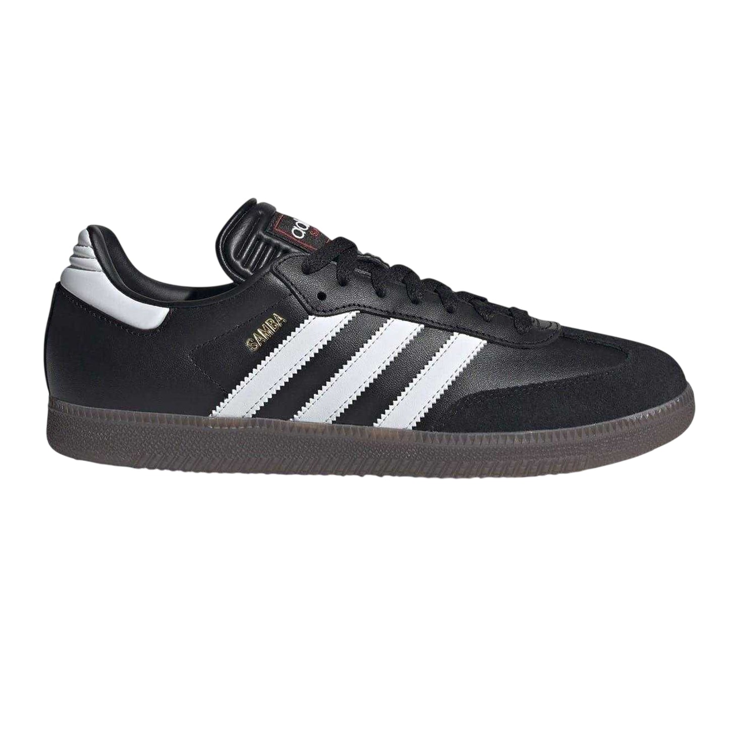 Black-White - Front - Adidas Mens Samba 3 Stripes Full Grain Leather Trainers