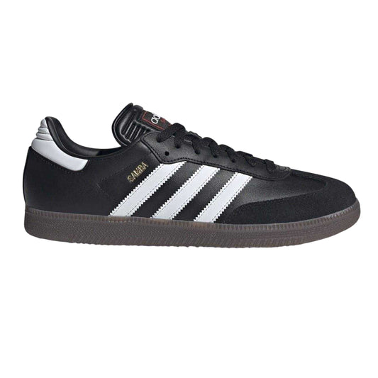 Black-White - Front - Adidas Mens Samba 3 Stripes Full Grain Leather Trainers