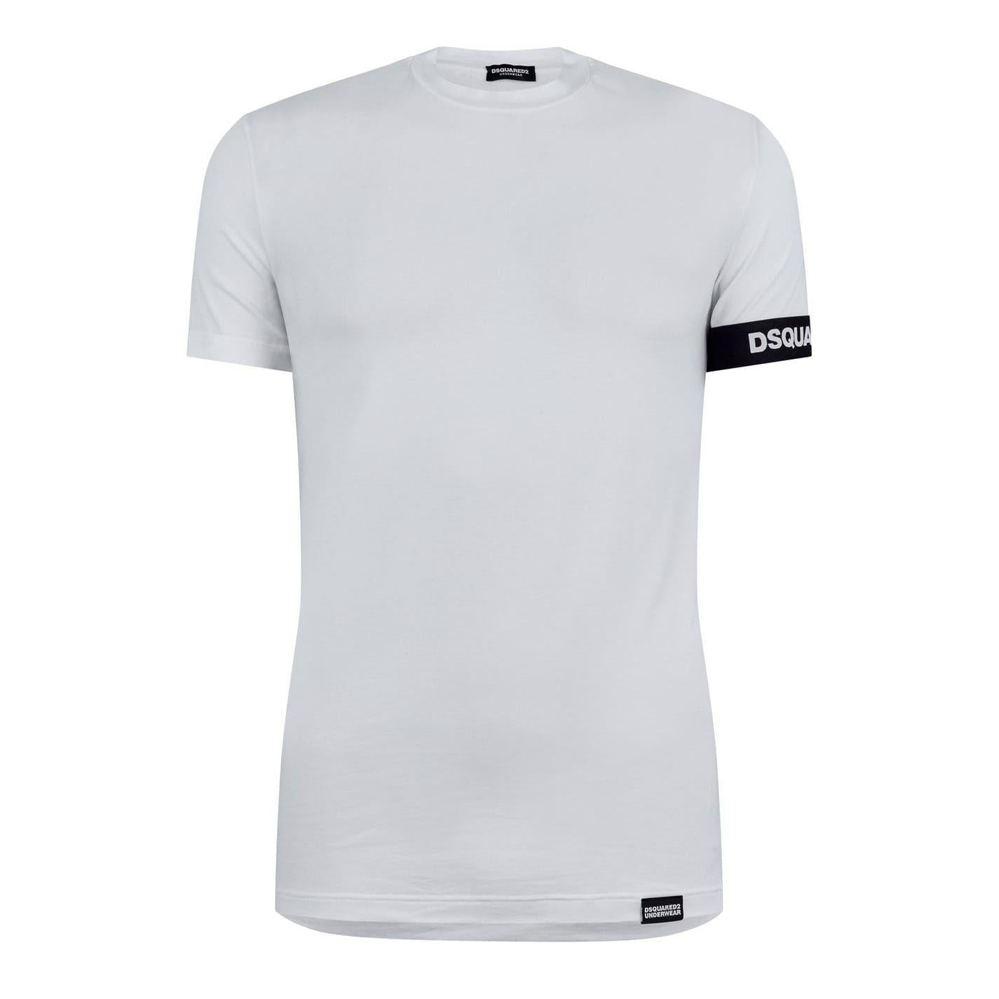 White - Front - DSquared2 Mens Logo Stretch T-Shirt