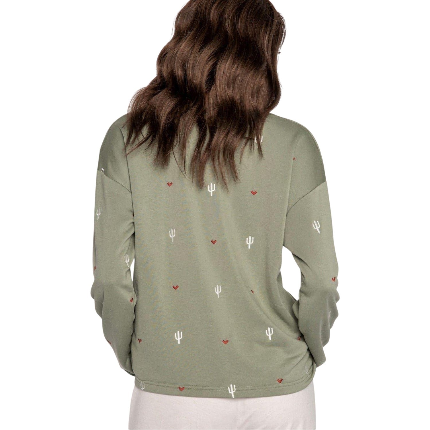 Olive - Back - PJ Salvage Womens-Ladies Salvage French Terry Shirt