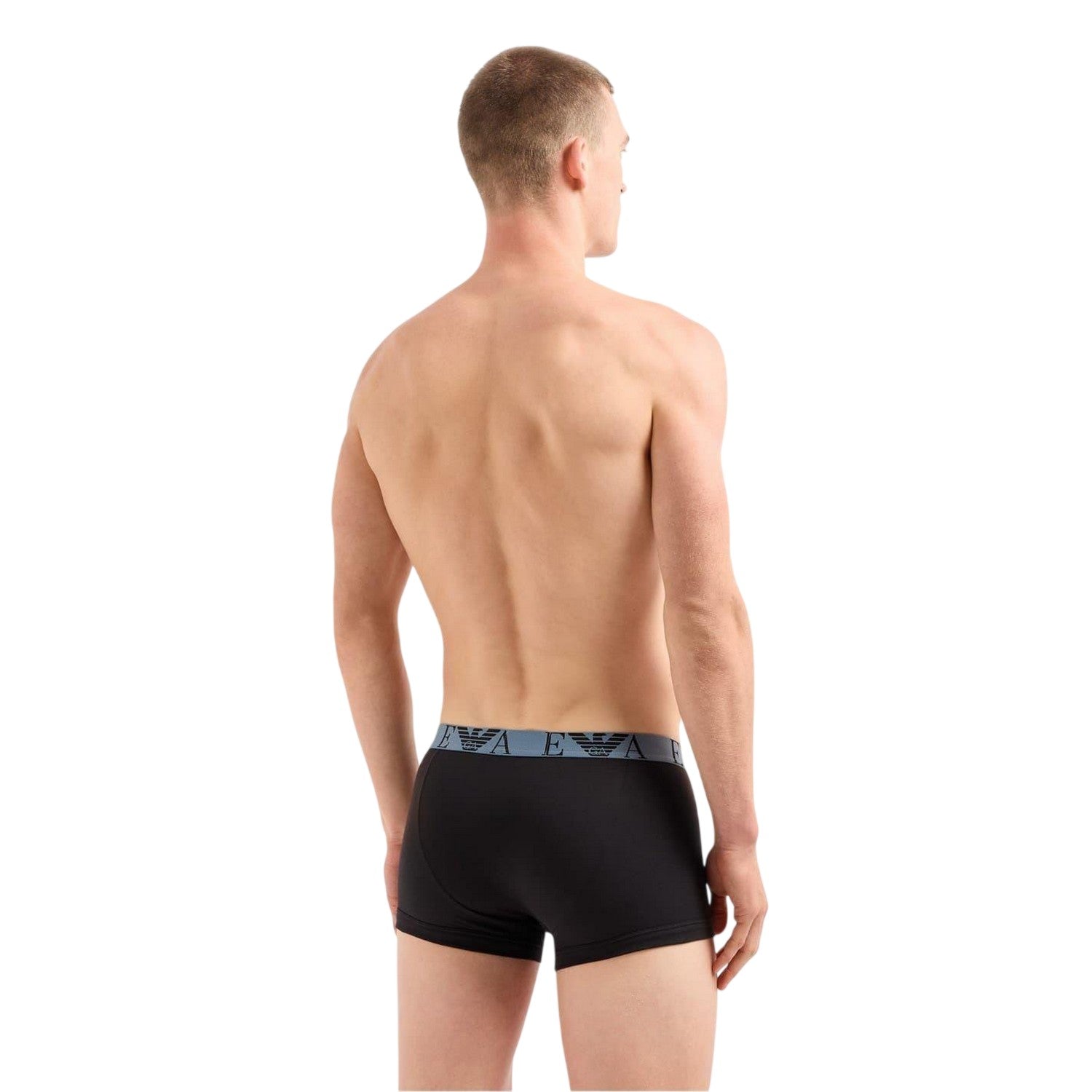 Blue-Grey-Black - Back - Emporio Armani Mens Cotton Blend Boxer Shorts (Pack of 3)