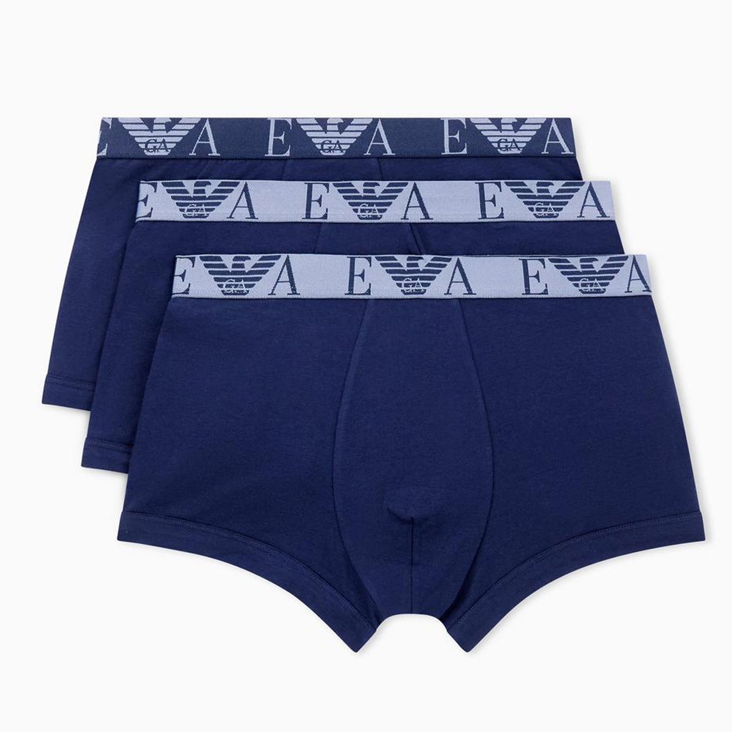 Blue-Indigo - Front - Emporio Armani Mens Cotton Blend Boxer Shorts (Pack of 3)