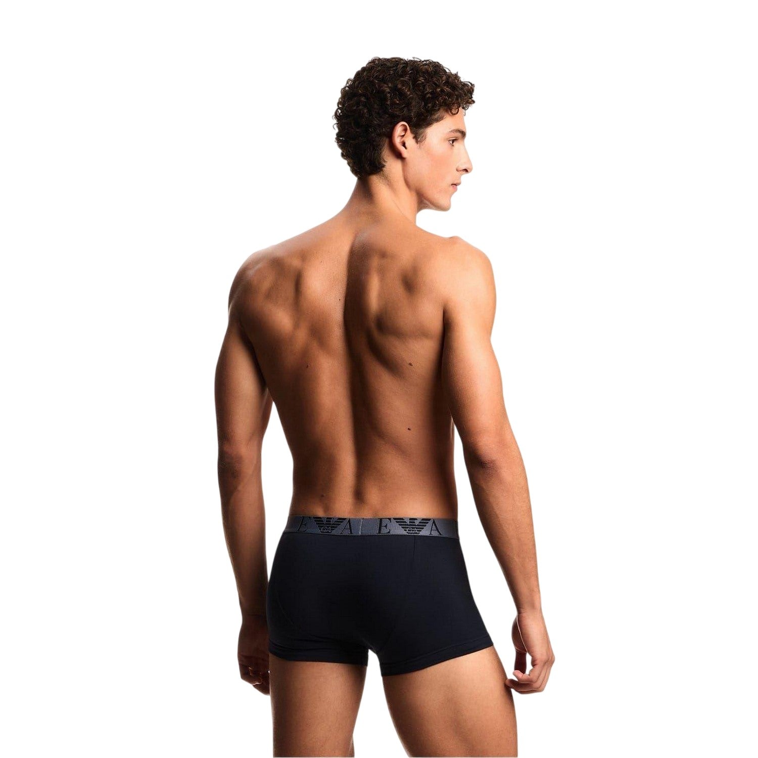 Blue-Indigo - Back - Emporio Armani Mens Cotton Blend Boxer Shorts (Pack of 3)