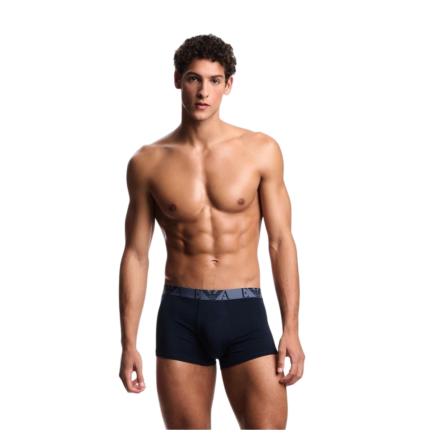 Blue-Indigo - Side - Emporio Armani Mens Cotton Blend Boxer Shorts (Pack of 3)
