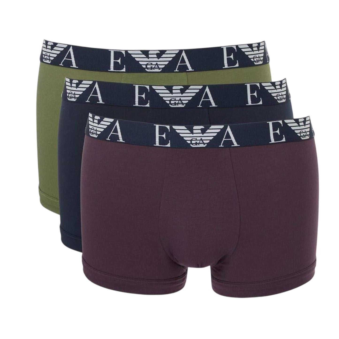 Green-Blue-Red - Front - Emporio Armani Mens Cotton Blend Boxer Shorts (Pack of 3)