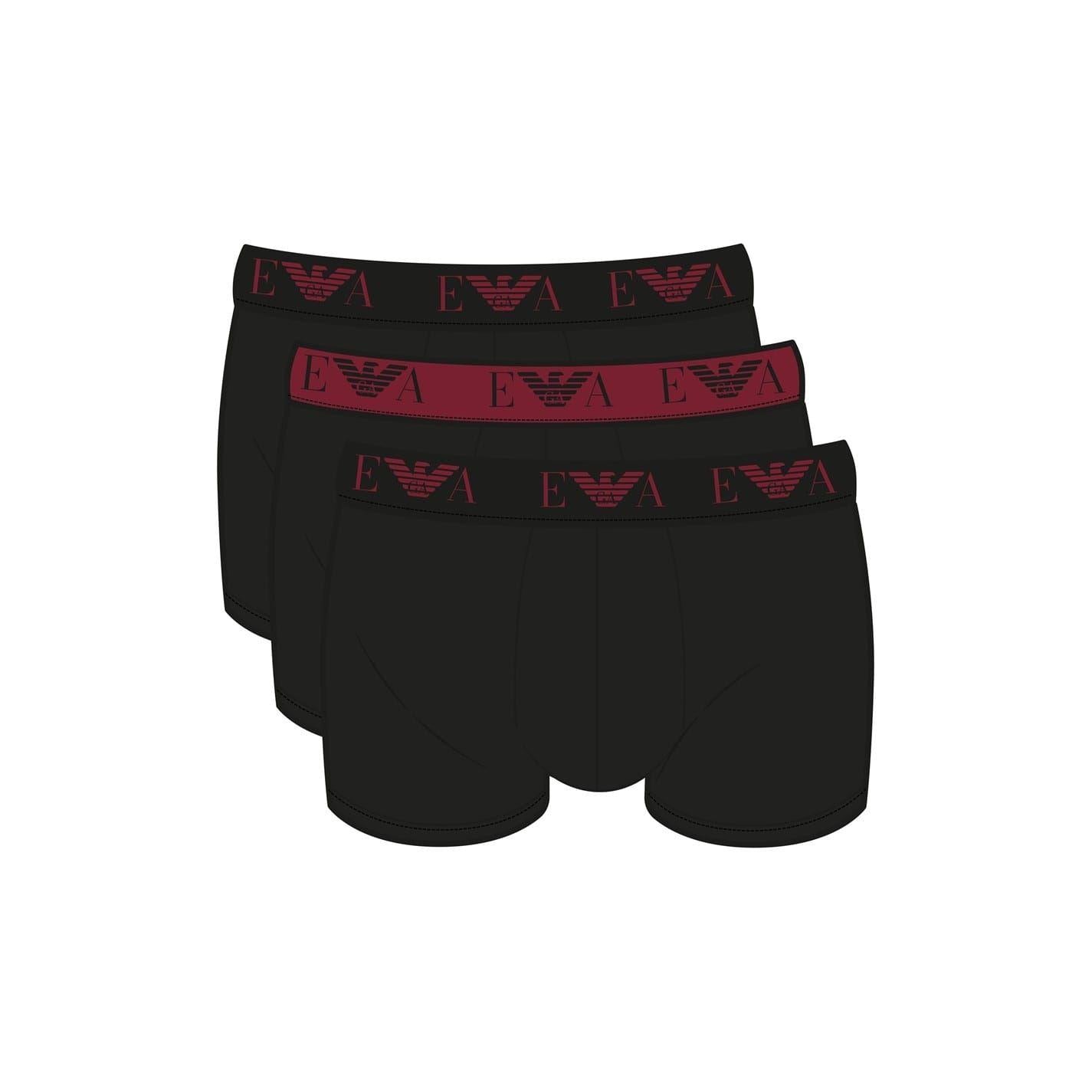 Black-Black - Front - Emporio Armani Mens Cotton Blend Boxer Shorts (Pack of 3)