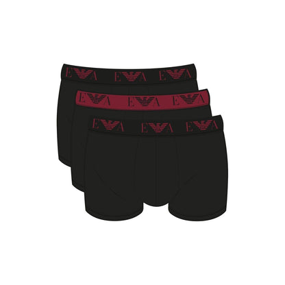 Black-Black - Front - Emporio Armani Mens Cotton Blend Boxer Shorts (Pack of 3)