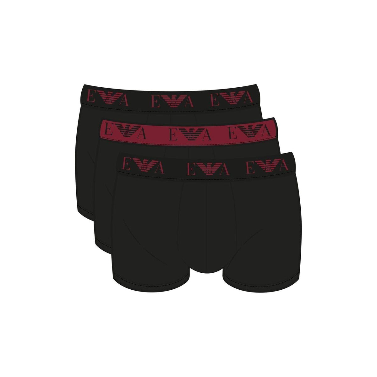 Black-Black - Front - Emporio Armani Mens Cotton Blend Boxer Shorts (Pack of 3)