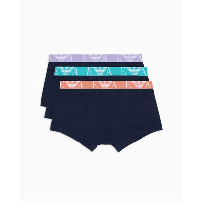 Blue-Blue - Back - Emporio Armani Mens Cotton Blend Boxer Shorts (Pack of 3)