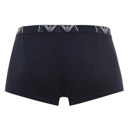 Black-Navy-White - Back - Emporio Armani Mens Cotton Blend Boxer Shorts (Pack of 3)