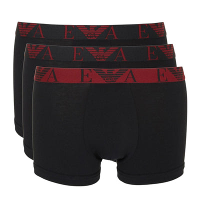 Black-Red - Front - Emporio Armani Mens Cotton Blend Boxer Shorts (Pack of 3)