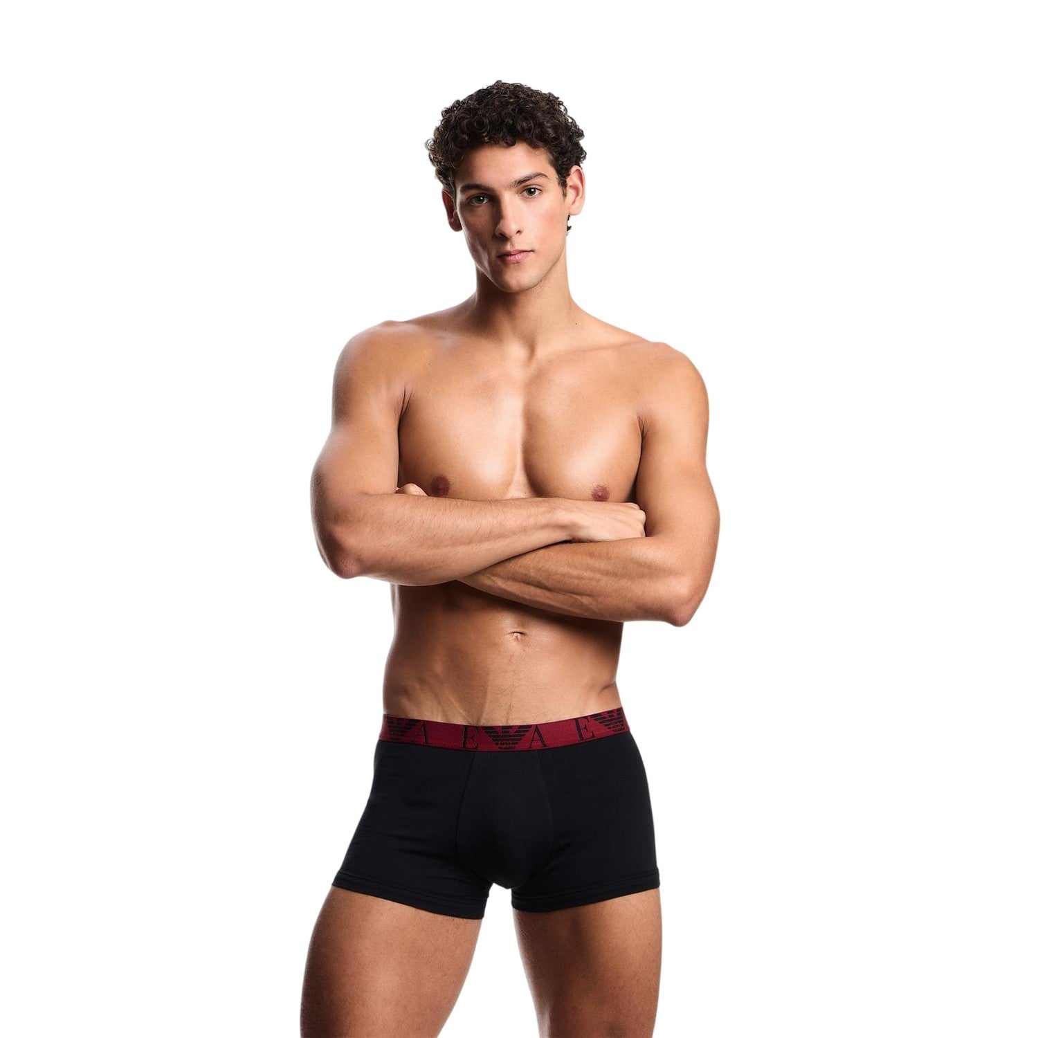 Black-Red - Side - Emporio Armani Mens Cotton Blend Boxer Shorts (Pack of 3)