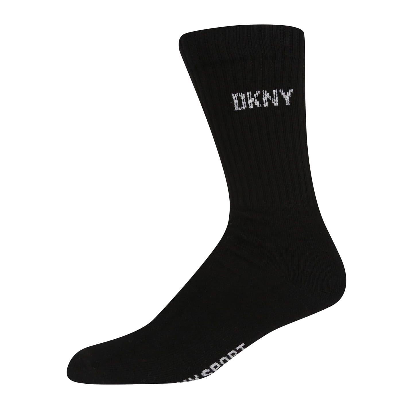 Black-White-Grey - Back - DKNY Mens Ribbed Crew Socks