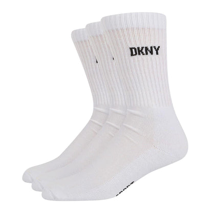 White - Front - DKNY Mens Ribbed Crew Socks