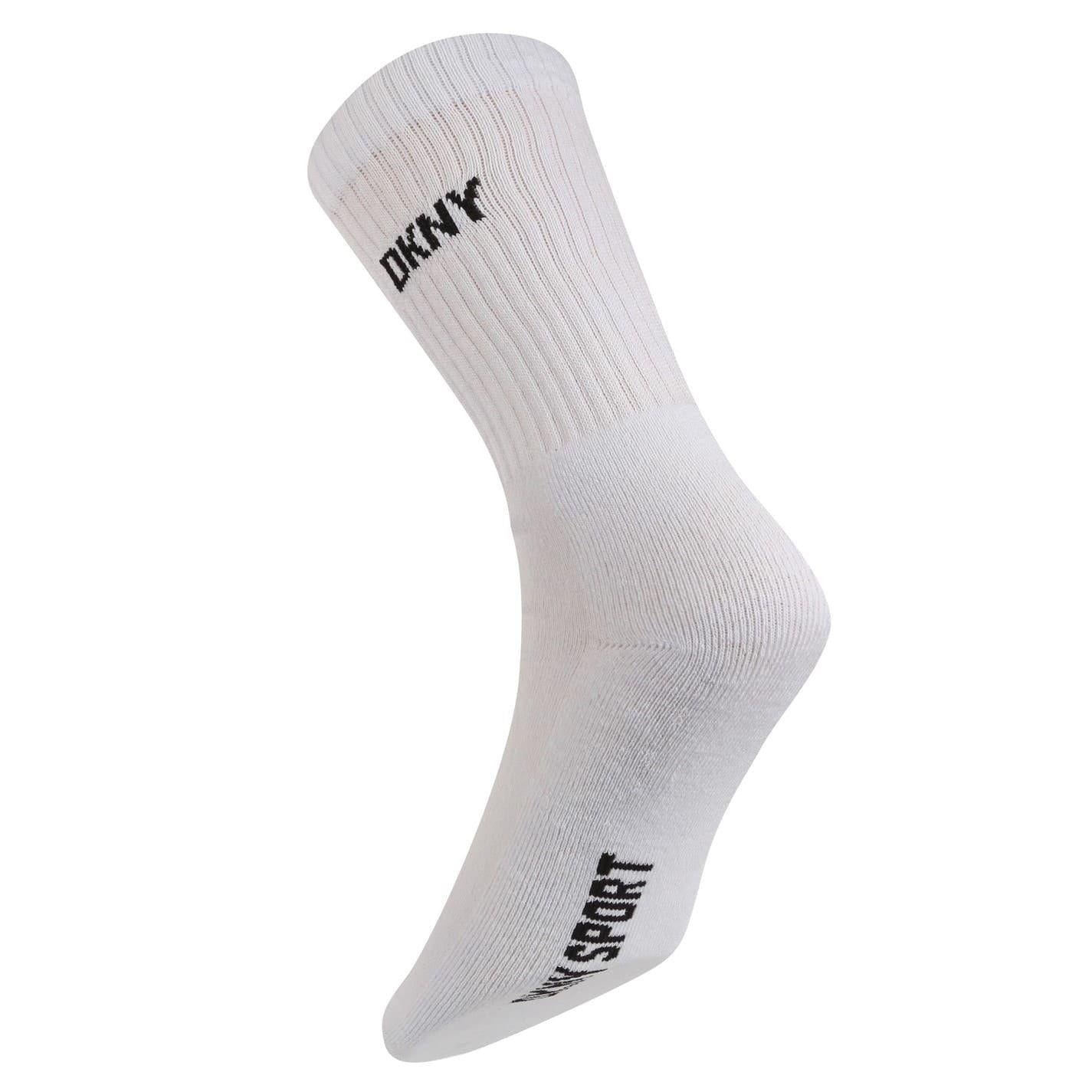 White - Back - DKNY Mens Ribbed Crew Socks
