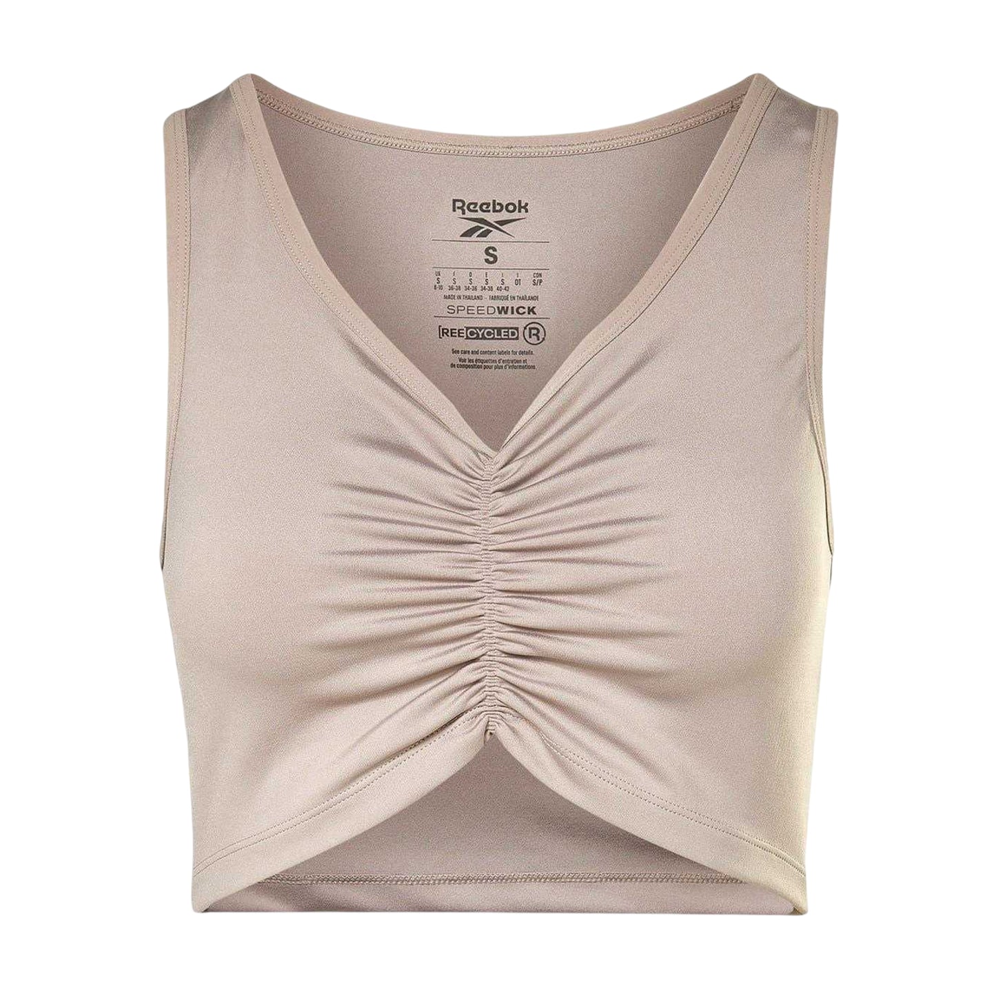 Boulder - Front - Reebok Womens-Ladies Ruched Cropped Tight Tank Top