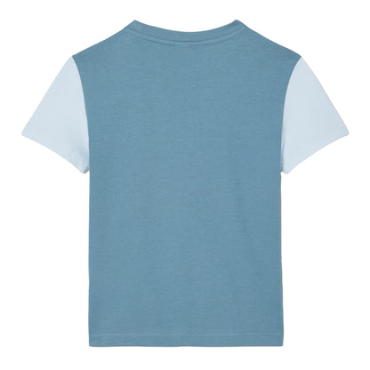 Navy-Teal-Light Blue - Back - Lacoste Childrens-Kids Colour Block Logo T-Shirt
