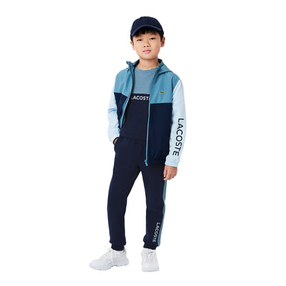 Navy-Teal-Light Blue - Pack Shot - Lacoste Childrens-Kids Colour Block Logo T-Shirt