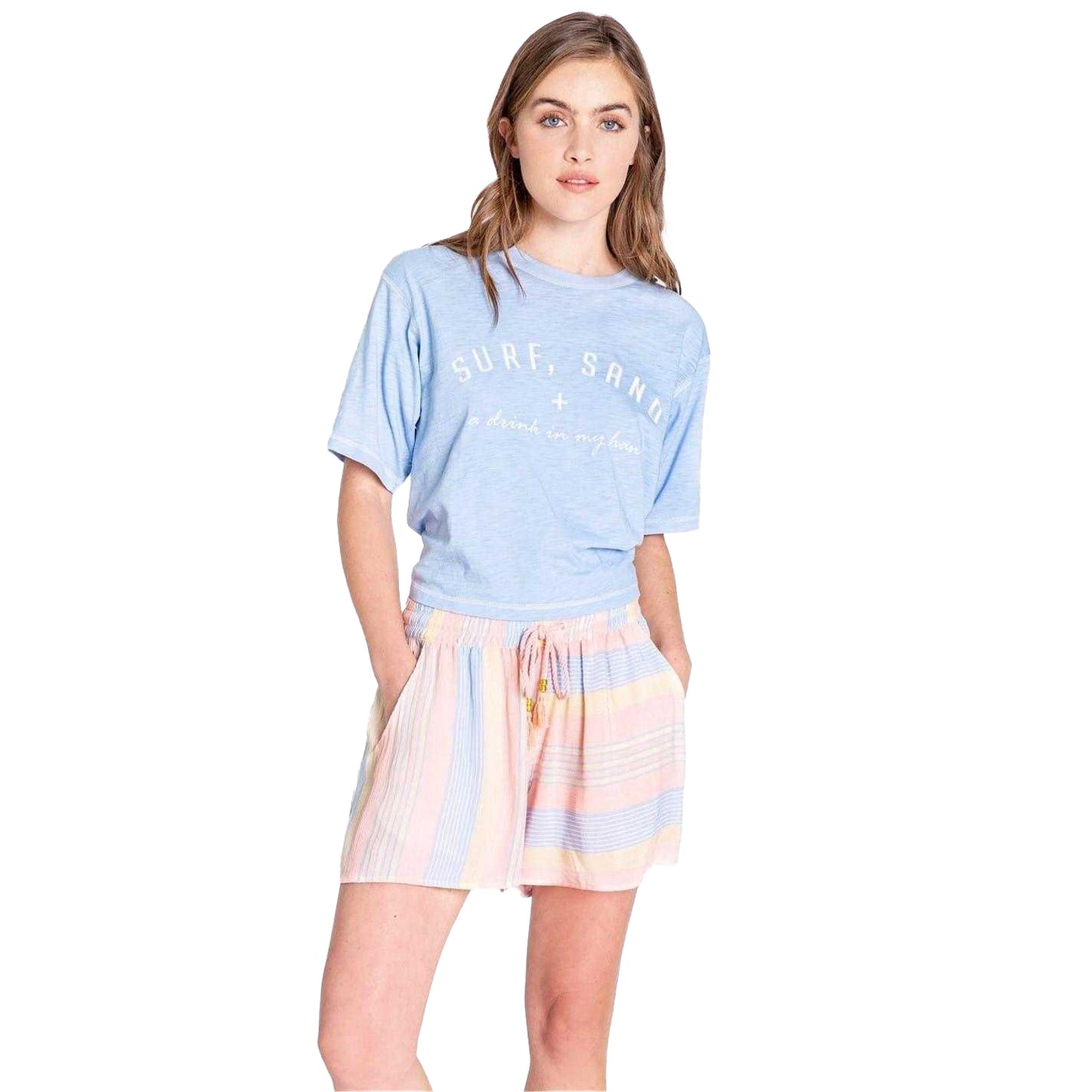 Multicoloured - Front - PJ Salvage Womens-Ladies Salvage Stripe Regular Lounge Shorts