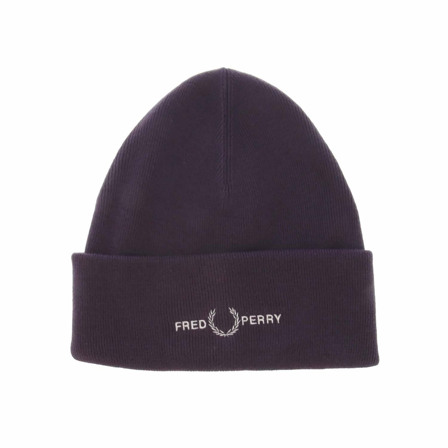 Purple - Front - Fred Perry Mens Graphic Ribbed Beanie